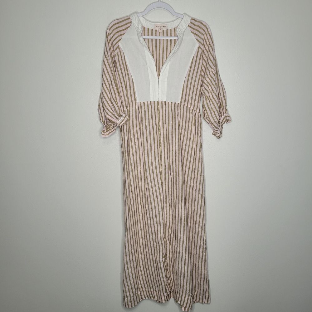Wiggy Kit Pink Green White Stripe Market Dress Size xs
